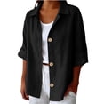 thumbnail image 1 of Women Short Sleeve Tops Comfortable Fashion 3/4 Sleeve Sweatshirt Summer Blouses for Women Black L, 1 of 8