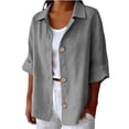 thumbnail image 1 of Women Short Sleeve Tops Comfortable Fashion 3/4 Sleeve Sweatshirt Summer Blouses for Women Gray 4XL, 1 of 8