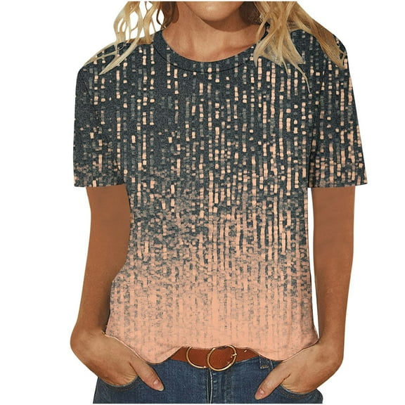 Women Short Sleeve Tops Cotton Womens T Shirts Graphic Tees Trendy Hawaiian Shirts Blue