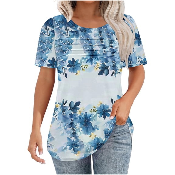 Women Short Sleeve Tops Dressy Big Workout Tshirts Shirts Adults Summer Clothes Outfits Women Over 50