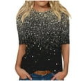 thumbnail image 1 of Women Short Sleeve Tops Loose Fit Half Sleeve Round Neck T-Shirt Casual Floral Printed Blouses Dressy Tunic Tops Party Going Out Tees Shirts Womens Trendy Clothes 2024, 1 of 5