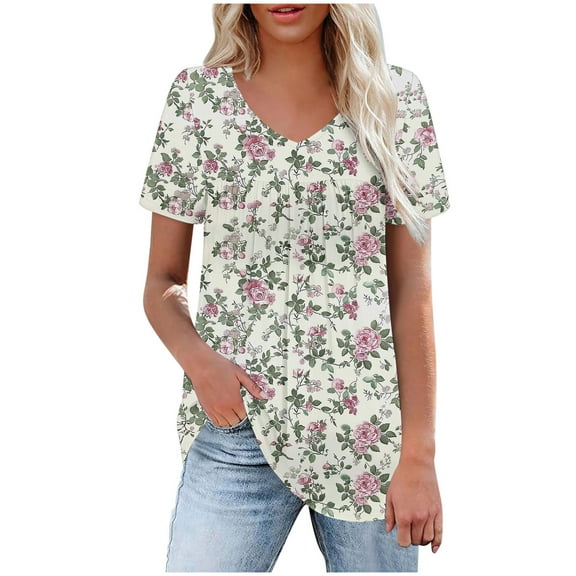 Women Short Sleeve Tops Plus Size Womens Loose T Shirts Short Sleeve Button Up Shirts for Women Cropped