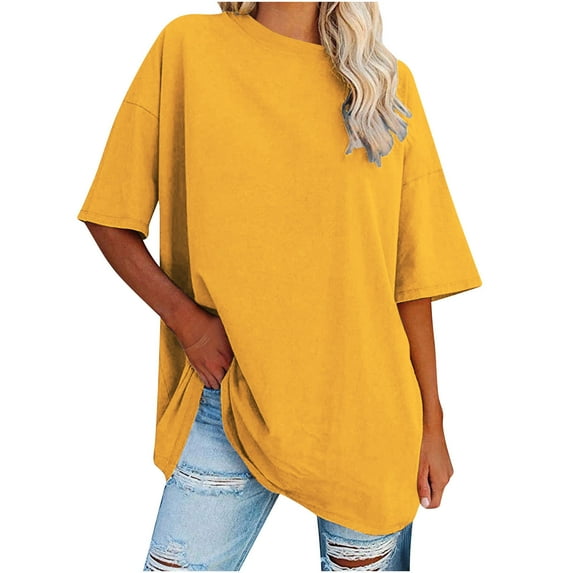 Women Short Sleeve Tops,Short for Women,Solid Loose Half Sleeve Round Neck Waist Short Sleeve Round Neck Tops,Womens Short Sleeve Top