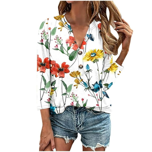 Women Short Sleeve Tops V Neck Soft T Shirts Loose Fit Graphic Tees Vintage 90S