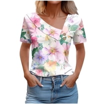 Women Short Sleeve Tops V Neck Womens T Shirts Graphic Pack Women Outfits Sets Tummy Control