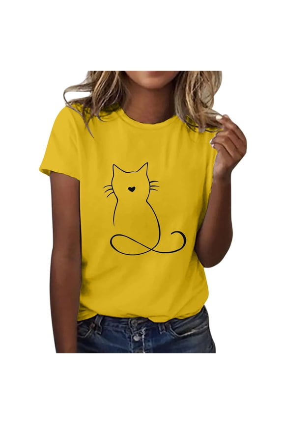 Women Short Sleeve Tunic Blouse Spring Fashion Clothing Pullover Clothes Soft Womens Tops Yellow