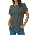 thumbnail image 1 of Women Short Sleeve Tunic Tops Green XL, 1 of 5