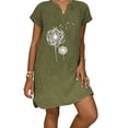 thumbnail image 1 of Women Short Sleeve V-Neck Casual Hot Vacation Printing Mini Dress, 1 of 6