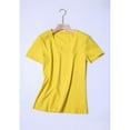 thumbnail image 1 of Women Short Sleeve V Neck Solid Color Slim Fitted Cotton T-Shirt, 1 of 3