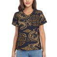 thumbnail image 1 of Women Short Sleeve V Neck Tops T-Shirts Summer Tees, Dragon Chinese Style Chinoiserie, 1 of 6