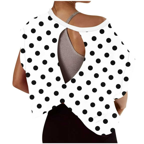 Women Short Sleeve Workout Shirts Open Back Tops Casual Yoga Y2k Athletic Gym Slouchy Crop Running Tees, Limited Time Under 10 Dollars SA-431