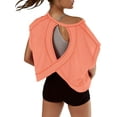 thumbnail image 1 of Women Short Sleeve Workout Shirts Open Back Tops Casual Yoga Y2k Athletic Gym Slouchy Crop Running Tees, 1 of 6
