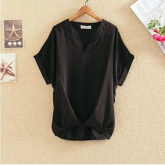 Women Short-Sleeved Blend Tunic Tops Casual Daily Wear Shirt