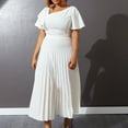 thumbnail image 1 of Women Short Sleeved Waistband For Effect RUFFLE HEM Short Sleeve Pleated Dress, 1 of 6