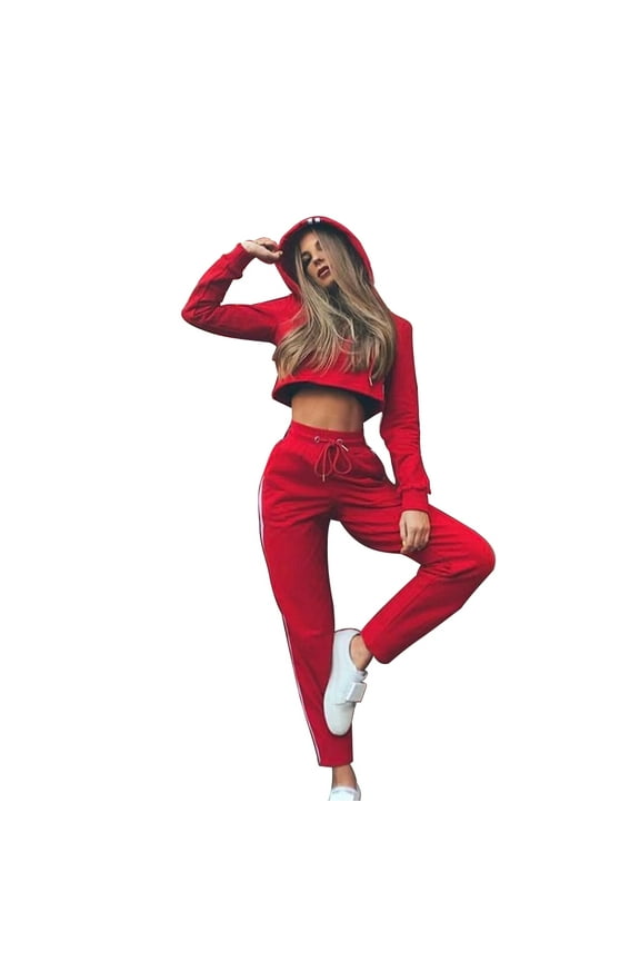 Women's Casual Short Tracksuit Set with Hoodie and Pants, Size S, Comfortable Stylish Activewear Outfit for Everyday Wear
