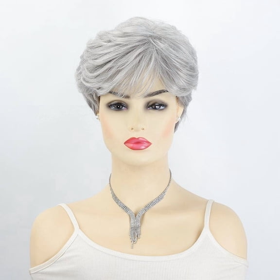 Women Short White Curly Wig Fluffy Adjustable Bang Heat Resistant Synthetic Hair