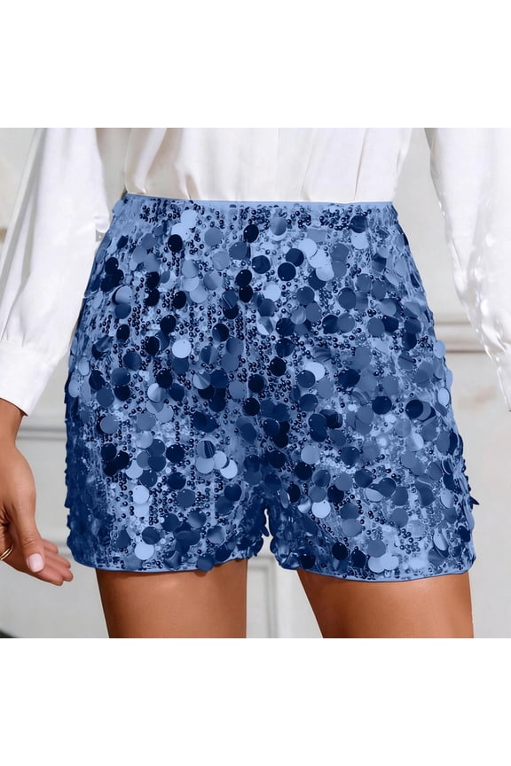 Women Shorts Carnival Clothes For Sequins Party Shorts For Festive Nightlife Shorts With Shine For Clubwear And Events Mardi Gras Blue M
