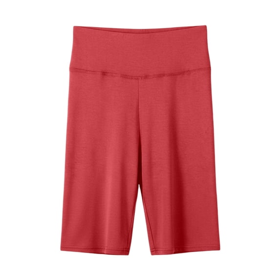 Women Shorts Casual Women's Summer Solid Color Lightweight Shorts Mid Thigh Length Underwear Layer for Casual Home Wear Red XXXL