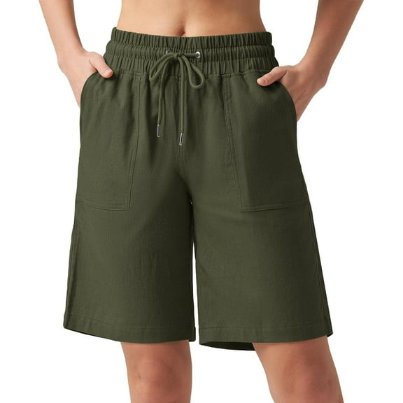 Women Shorts under $5! Xqxayjr Women's Shorts Casual Loose Bermuda Long Shorts High Waisted Drawstring Comfy Summer Shorts Bermuda Shorts with Pockets