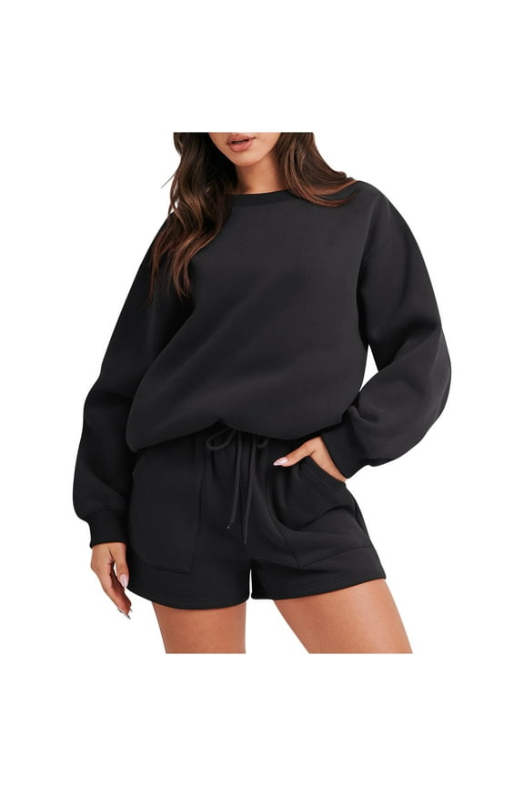 Women Shorts Hoodie Short Pants Sets Hoodies Set Suit for Womens Solid Color short Pant Essentials Hoodie Womens 2023 Color Sports Suit Casual Sports Hoodie Pant Two-piece Set Preppy Sweatshirt