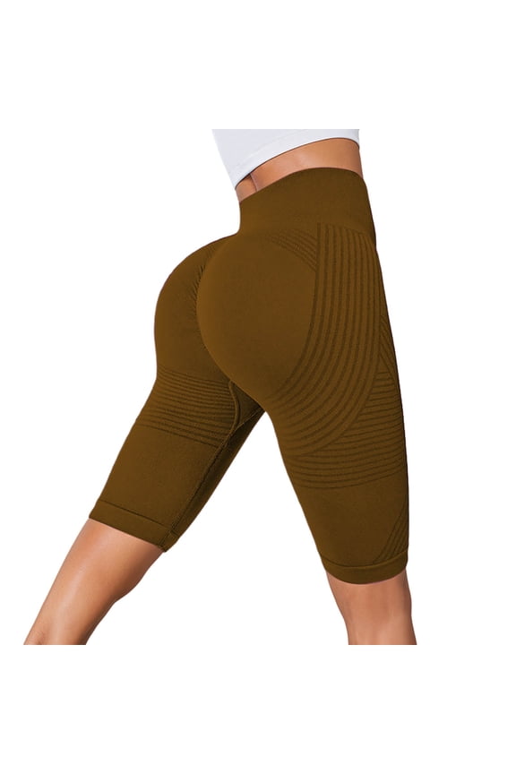 Women Shorts Leggings Tummy Control High Waist Seamless Yoga Workout Peach Lifting Yoga Pants,Coffee,XL