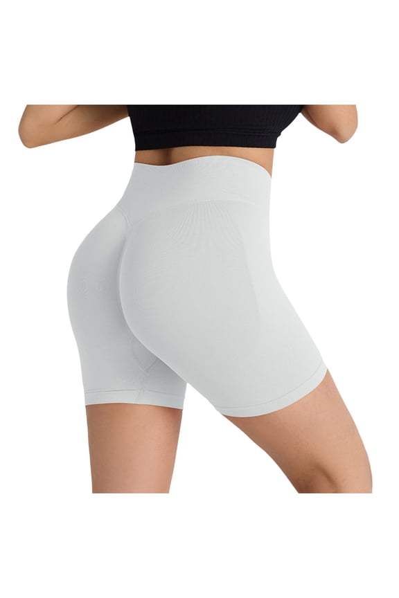 Women Shorts Leggings Tummy Control Workout Seamless Scrunch Butt Lifting High Waisted Gym Yoga Pant,White,M
