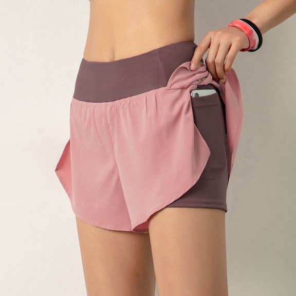 Women Shorts,Liner Sport Fitness With Pocket Wide Pocket Wide Waistband Wide Waistband Layer Sport Fitness Workout Women 2-in-1 With 2-in-1 With Pocket Workout At Workout Waist