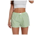 thumbnail image 1 of Women Shorts Plaid Print Button Front Pajama Bottoms Polyester Spandex Summer Sleepwear Beach Party Wear, 1 of 5