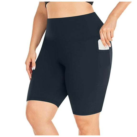 Hauaitttt Women Shorts Plus Size High Waist Workout Athletic Shorts Seamless Lifting Yoga Shorts with Pockets High Waist Yoga Shorts Pack Exercise Tops for Women Comfy Dress Pants for Women Women s