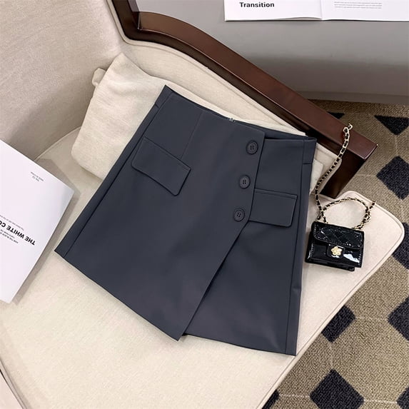 Women Shorts Skirts Korean Irregular A Line Wide Leg Shorts Office Lady Elegant High Waist Solid Casual Suit Short Pants