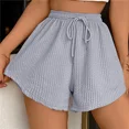 thumbnail image 1 of Women Shorts Summer High Elastic Lace Up Drawstring Wide Leg Sweat Short Fitness Running Shorts Loose Casual Large Sports Pants, 1 of 6