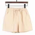thumbnail image 1 of Women Shorts Summer Loose Linen Cotton Casual Wide Leg Pant Elastic Waist Shorts, 1 of 11
