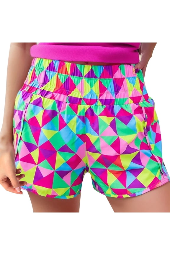 Women Shorts Summer Short Length Printed Casual Graphic Fashion High Waisted 3 Inch Inseam Hot Pants Trendy Beach Bottoms