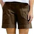 thumbnail image 1 of Women Shorts with Pockets Cotton Plaid Shorts Summer Solid Cotton Pocket Casual Shorts, 1 of 6