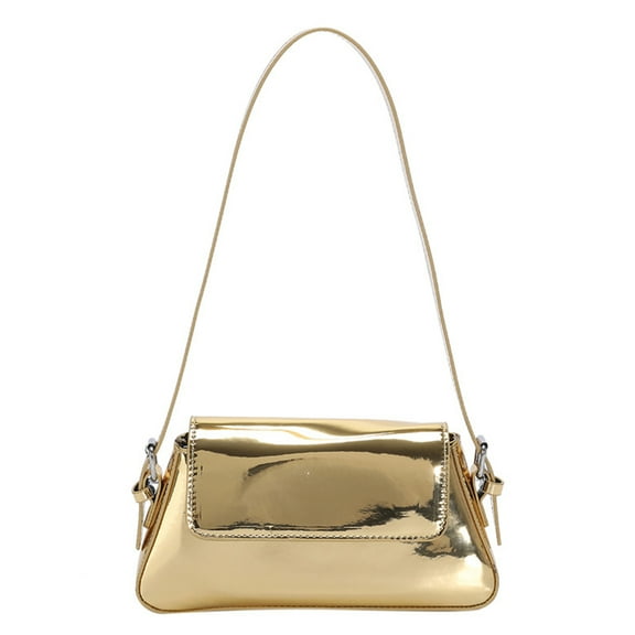 Women Shoulder Bag Bright PU Leather Fashion Underarm Bag Female Satchel (Gold) Shoulder Bags for Women