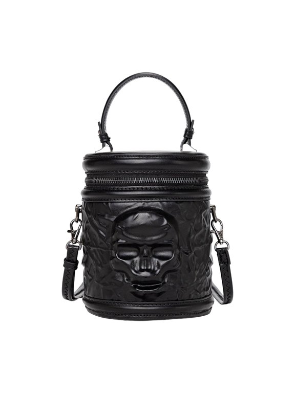 Women Shoulder Bag Head Crossbody Bag Retro Messenger Bag PU Handbag Gothic Cylinder Bag for Travel