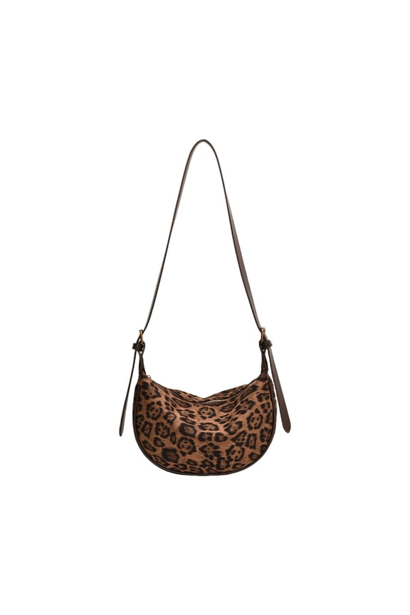 Women Shoulder Bag Korean Styles Dumplings Bag PU Messengers Bag Leopards Print Crossbody Bag for Autumn Winter