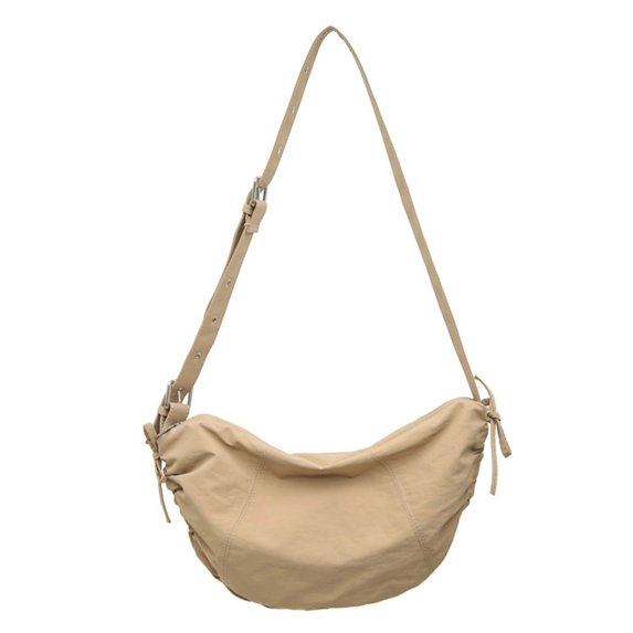 Women Shoulder Bag Korean Styles Dumplings Bag Pleated Messenger Bag Solid Color Crossbody Bag for Commuting Daily
