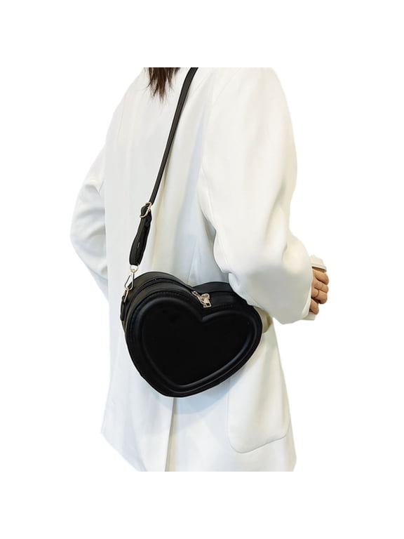 Women Shoulder Bag Messenger Bag Small Heart Shape Crossbody Bag Creative Handbag PU Change Purse for Dating