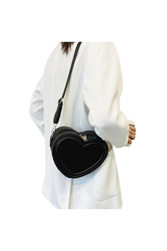 Women Shoulder Bag Messenger Bag Small Heart Shape Crossbody Bag Creative Handbag PU Change Purse for Dating