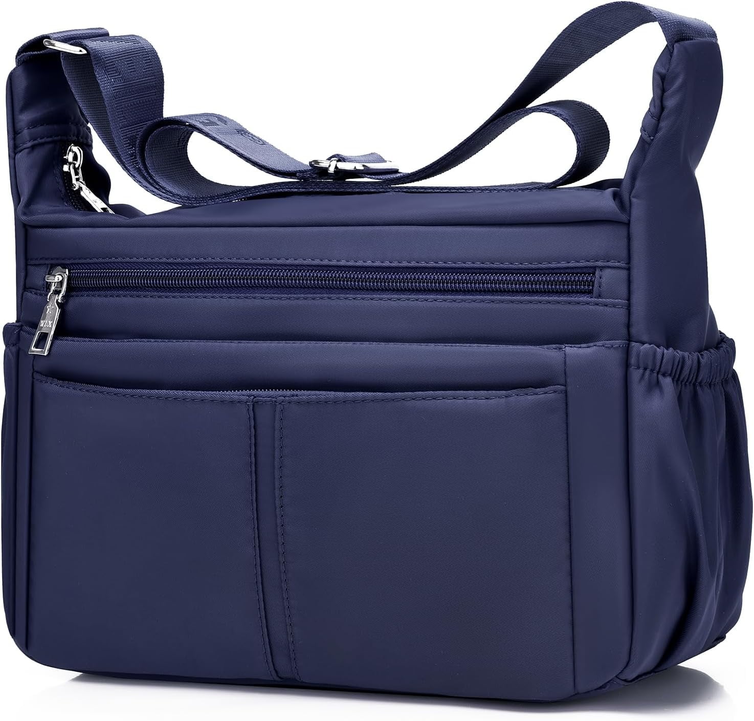 Women Shoulder Bag Multi-Pockets Handbag Water-Resistant Nylon Crossbody Bags Large Purses Lightweight Messenger Bag Black