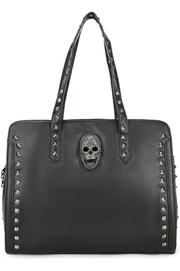 Women   Shoulder Bag PU Leather Tote Purse Zipper Gothic Top-handle Handbag