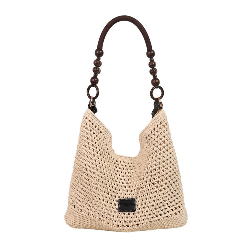Women Shoulder Bag Straw Beach Bag Crochet Armpit Bag Crossbody Bag for Travel