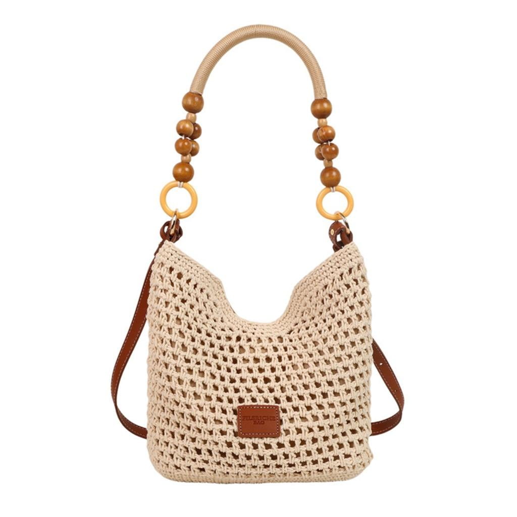 Women Shoulder Bag Straw Beach Bag Crochet Armpit Bag Crossbody Bag for Travel
