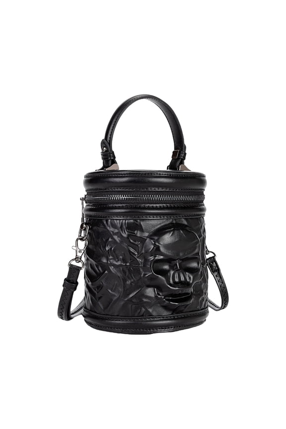 Women Shoulder Bag Trendy Handbag Retro Cylinder Bag Gothic Messenger Bag Skull Head Crossbody Bag for Daily