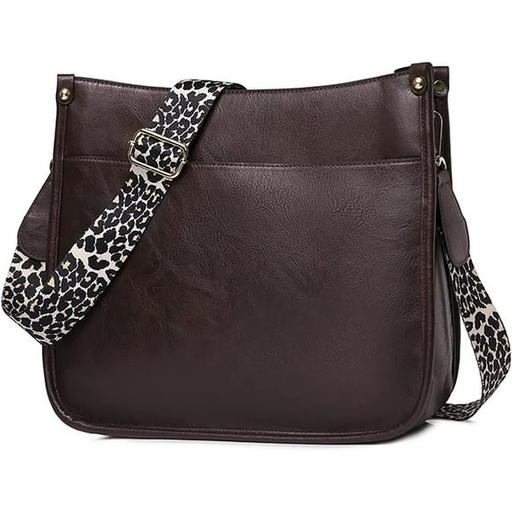 Women Shoulder Bag Vintage Crossbody Purse Handbag with Leopard Guitar Strap Hobo Satchel Bag