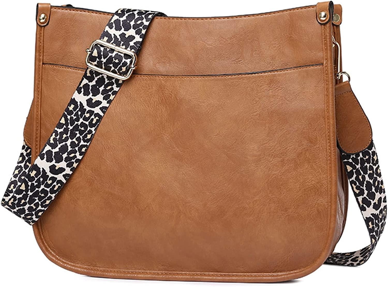 Women Shoulder Bag Vintage Crossbody Purse Handbag with Leopard Guitar Strap Hobo Satchel Bag