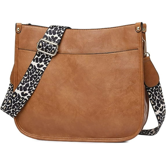 Women Shoulder Bag Vintage Crossbody Purse Handbag with Leopard Guitar Strap Hobo Satchel Bag