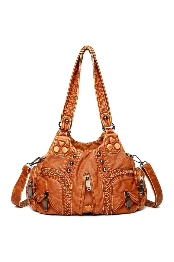 Women Shoulder Bag Vintage Punk Goth Fashion Designer Pu Leather Tote Bag Large Capacity Rivet Motorcycle Handbag