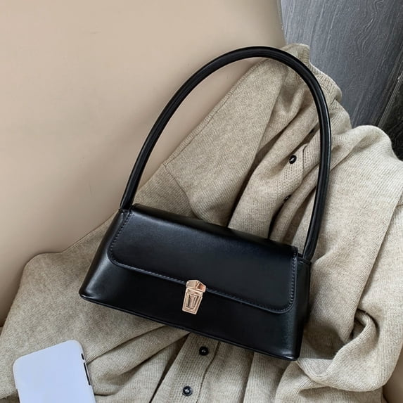 Women Shoulder Bag, Vintage Underarm Purse, Faux Leather Handbag, Curved Armpit Design, Medium Everyday Bag for Commuting and Dating